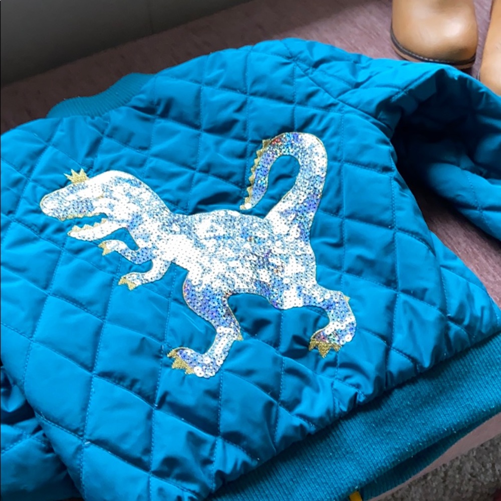 Dinosaur Bomber Teal Girls Jacket Size (4/5)